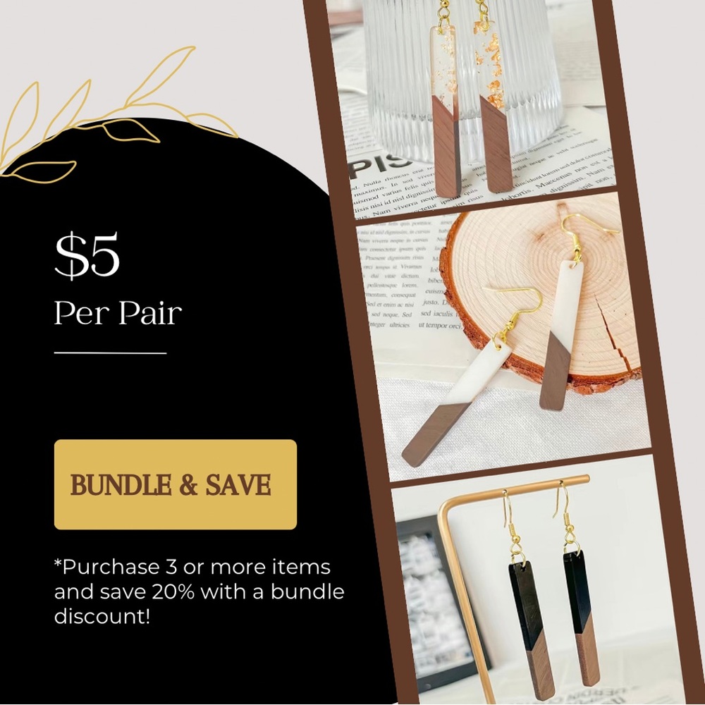 New Earrings-GORGEOUS! | Wood & Resin | 3 color options | Buy 3 & Save!